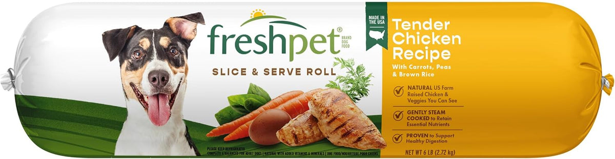 Fresh Dog Food, Slice & Serve Roll, Tender Chicken Recipe, 6 lb.