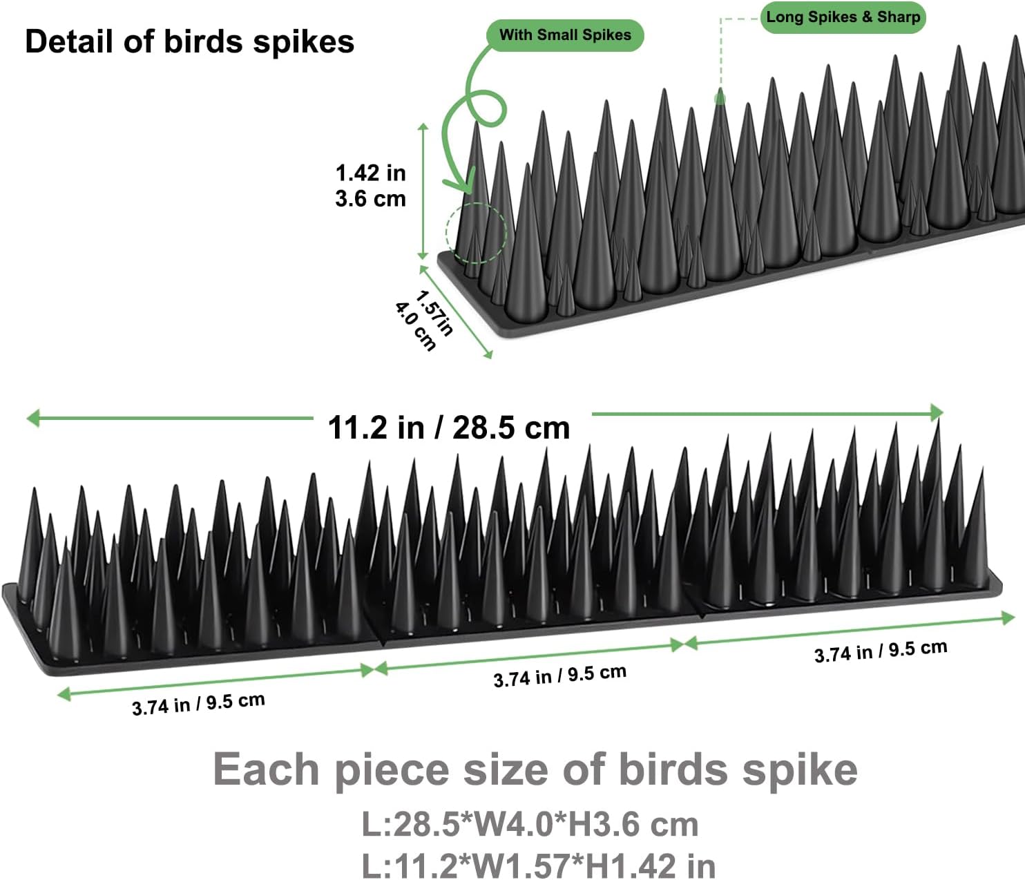 Bird Spikes, 20 Pack Outdoor Cat Squirrel Raccoon Pigeon Cat Animal Deterrent Spikes for Outside Anti Bird Defender