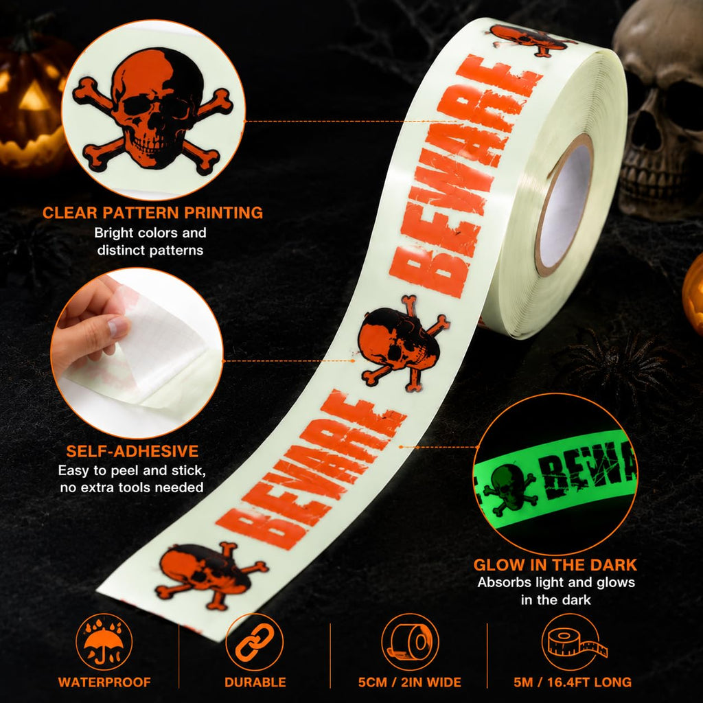 Halloween Glow Dark Caution Tape 2 in x 16.4 ft