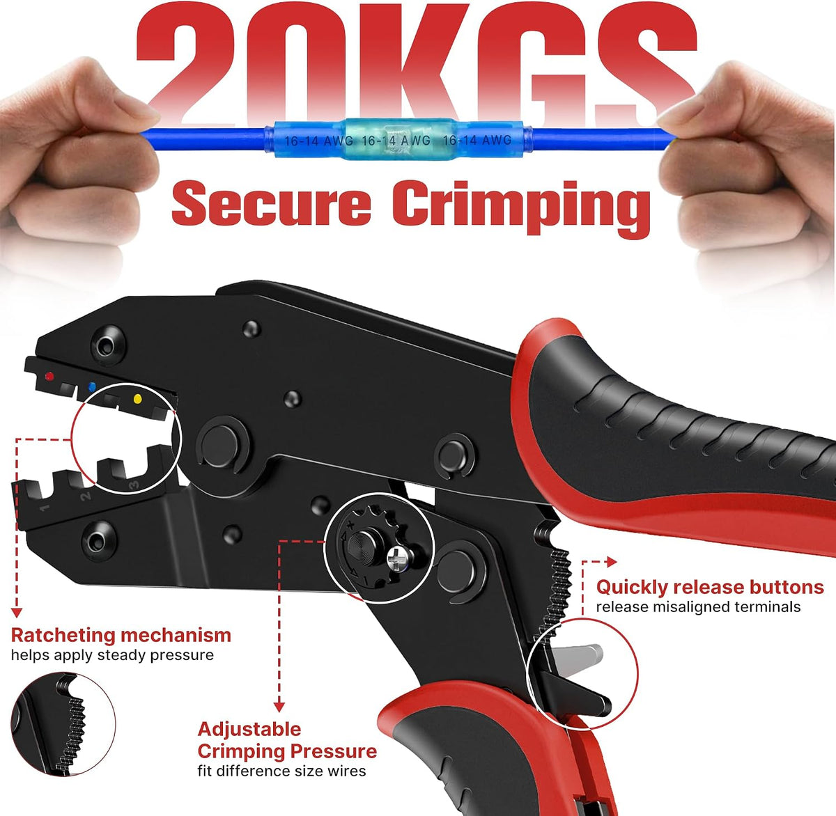 Kuject Wire Stripper Crimping Tool for Heat Shrink Connectors