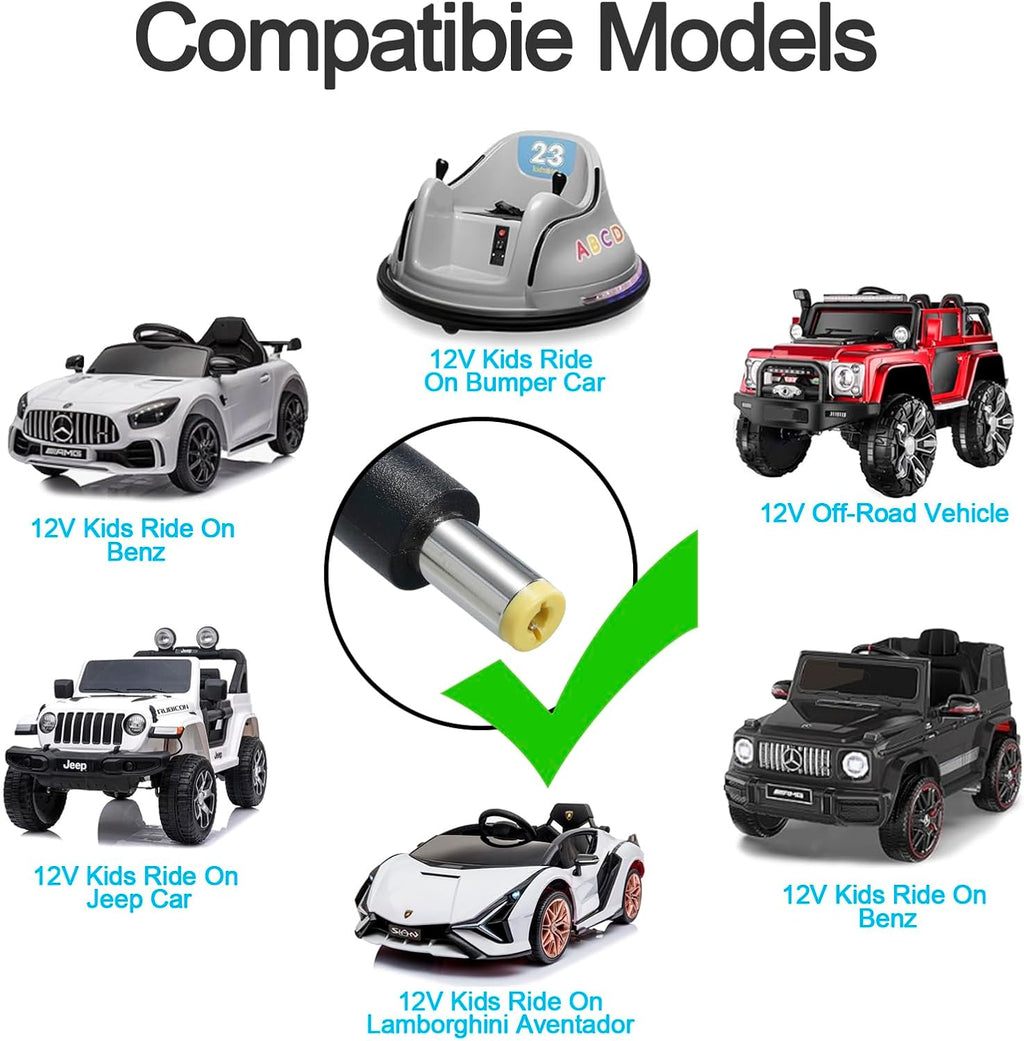 12V Kids Charger for Ride On Car, 12V Various Electric Ride-on Toys Car Battery Charger，12 V Universal Kids Riding
