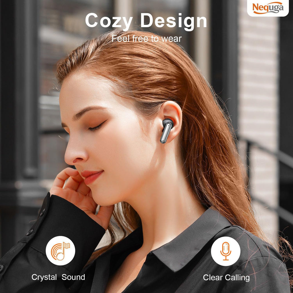 Wireless Earbuds Bluetooth Headphones, 50H Playtime Ear Buds with Mic, LED Digital Display Charging Case, IPX7