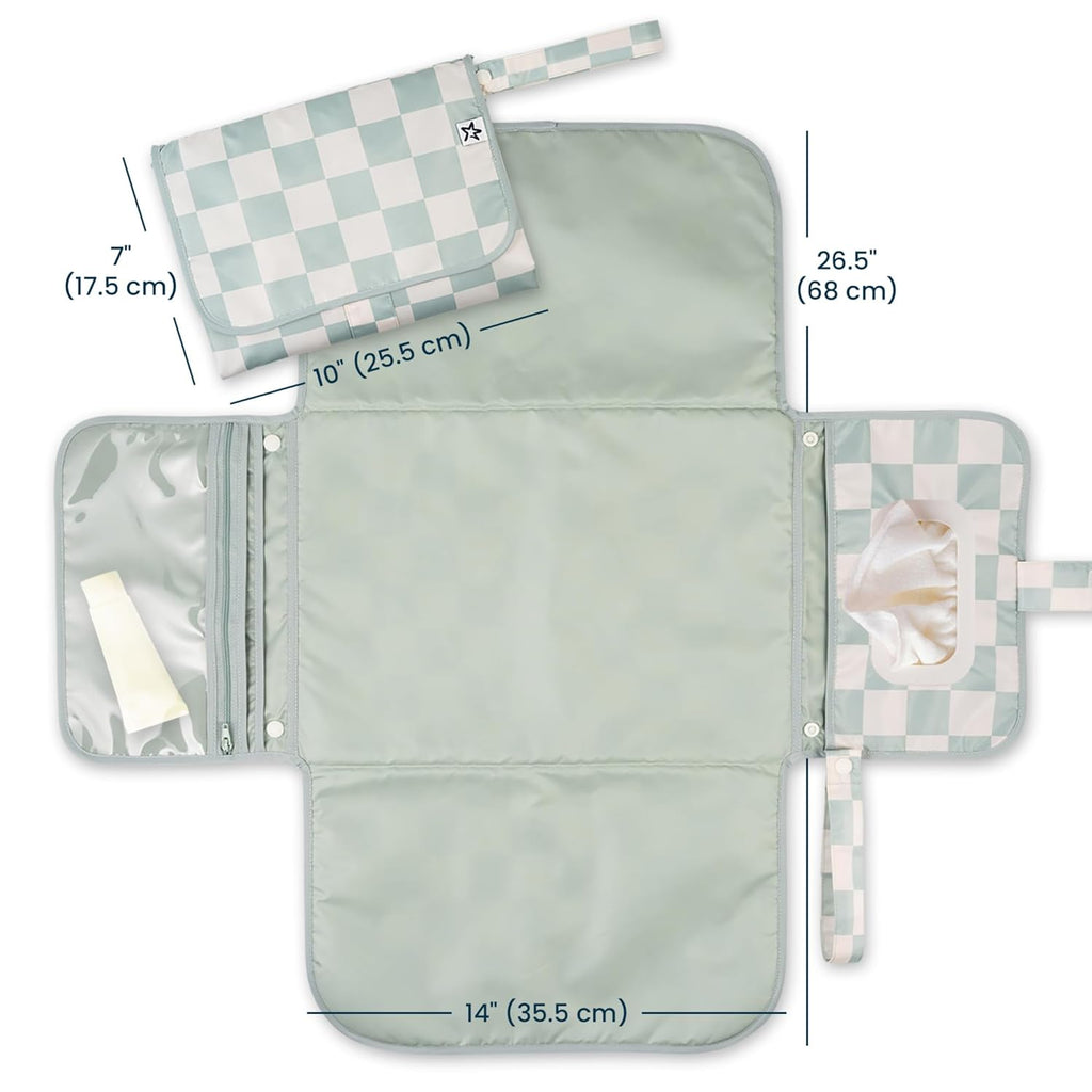 Portable Diaper Changing Pad | Waterproof, Wipeable & Compact Baby Changing Pad for Travel | Smart Wipes Pocket &