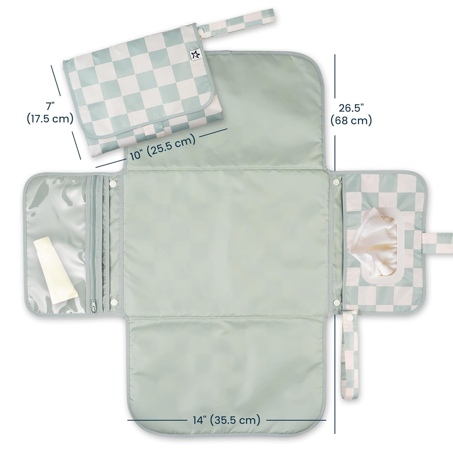Portable Diaper Changing Pad | Waterproof, Wipeable & Compact Baby Changing Pad for Travel | Smart Wipes Pocket &