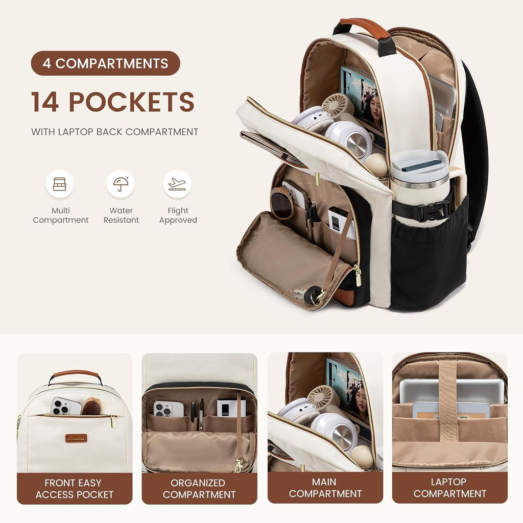 Laptop Backpack for Women with Pouch Pocket for Large Capacity Cup,15.6 Inch Laptop Computer Bag Travel Backpack