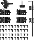 Self Closing Fence Hinges, 24" Drop Rod Cane Bolt for Gates - Easy to Install- Heavy Duty Gate Stopper Hardware for