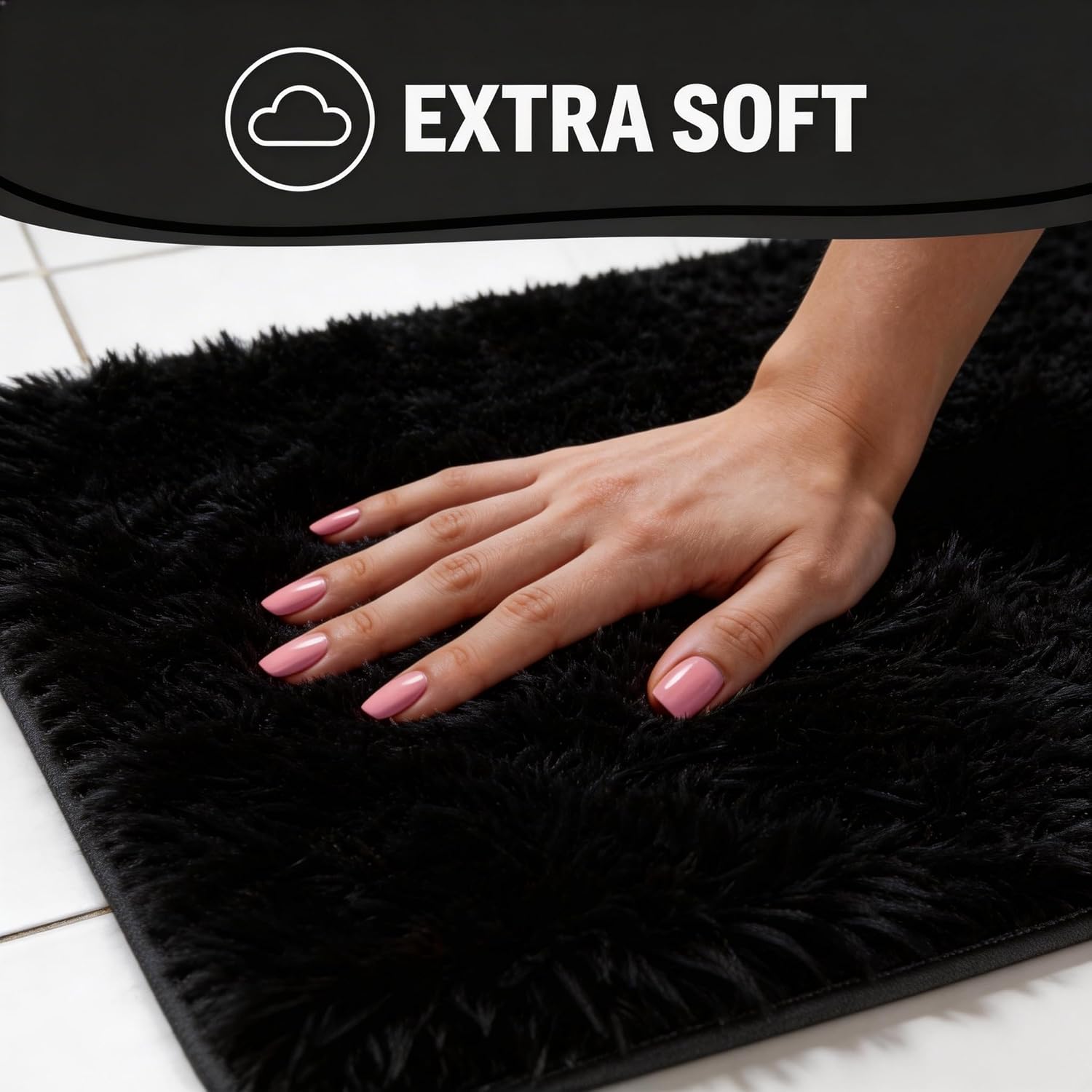 Bathroom Rugs Set Plush Velvet Bath Rugs Non-Slip Shaggy Bath Mat Set 3 Piece,Washable Mats,Absorbent Shaggy Rugs