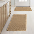 Set of 2 Waffle Bathroom Rugs Boho Bath Mat Brown 17x24 Inch | Non Slip, Super Absorbent, Washable, Ultra Soft