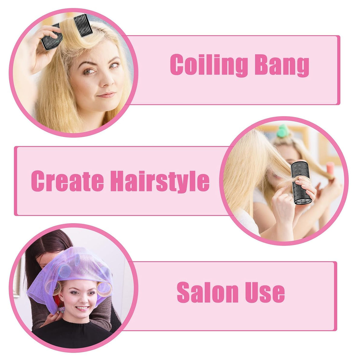 4 Pcs Aluminum Thermal Hair Rollers for Women, 4.7 X 2 Inch,Black | Wide Self-Grip Curlers Rollers for Curtain Bangs
