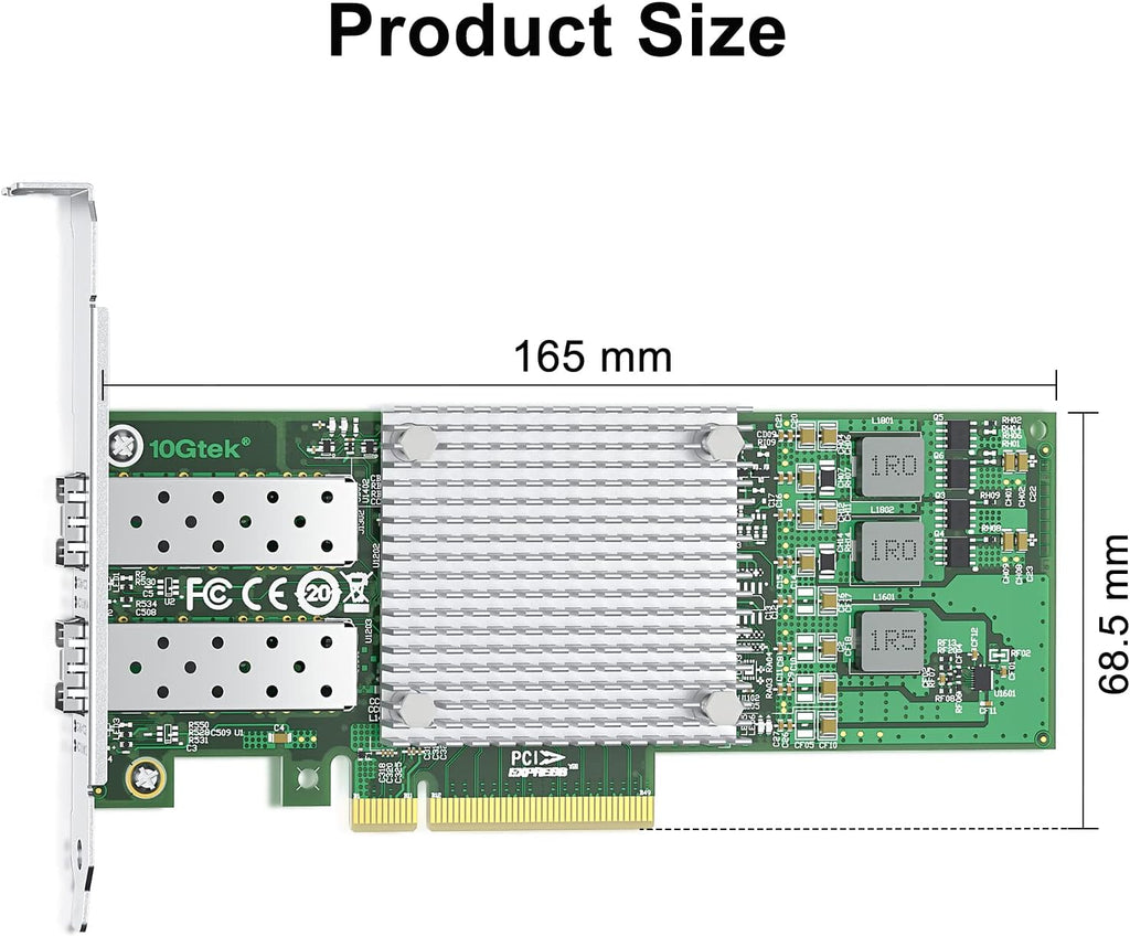 10Gtek 10Gb PCIe NIC Network Card with Broadcom BCM57810S, Dual SFP+ Port