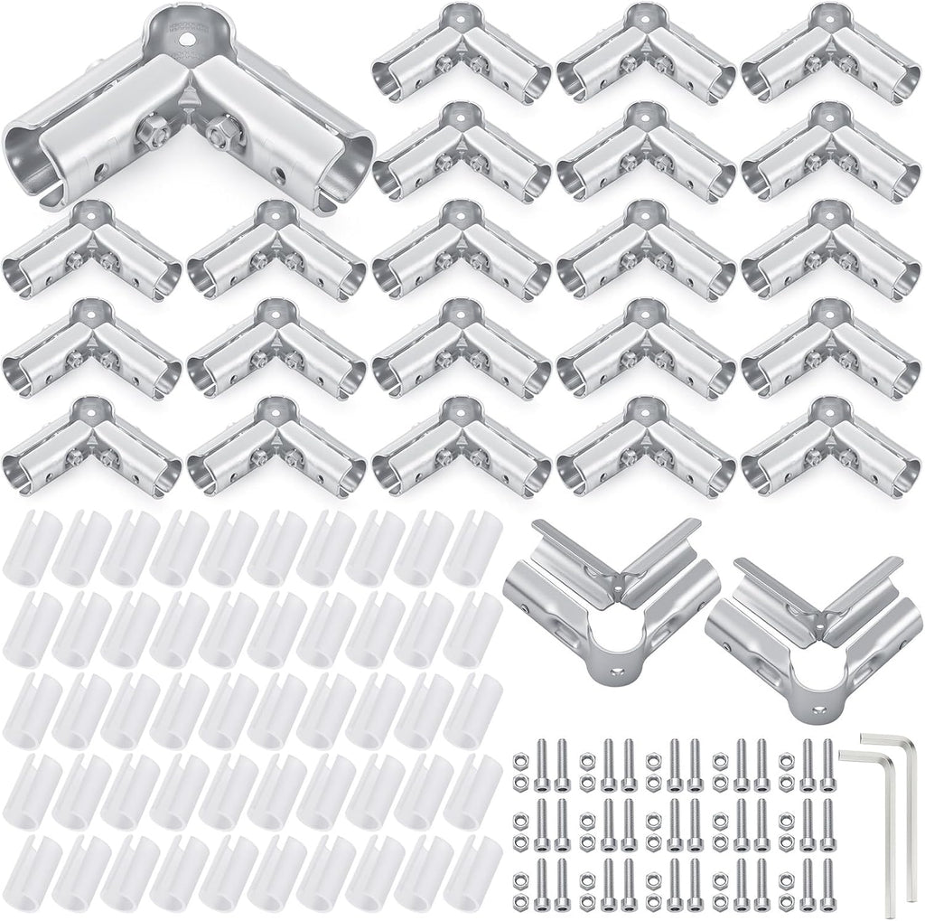 20 Set 90 Degree Pipe Connector Clamps Pipe Connector Tee Clamp Fittings Bulk Fit OD 19.1 mm Stainless Steel Pipe
