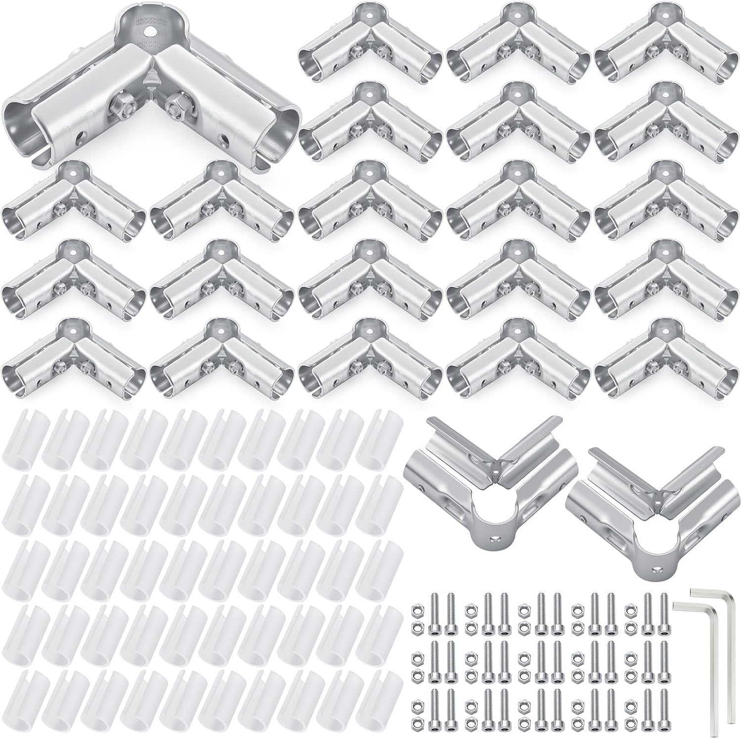 20 Set 90 Degree Pipe Connector Clamps Pipe Connector Tee Clamp Fittings Bulk Fit OD 19.1 mm Stainless Steel Pipe