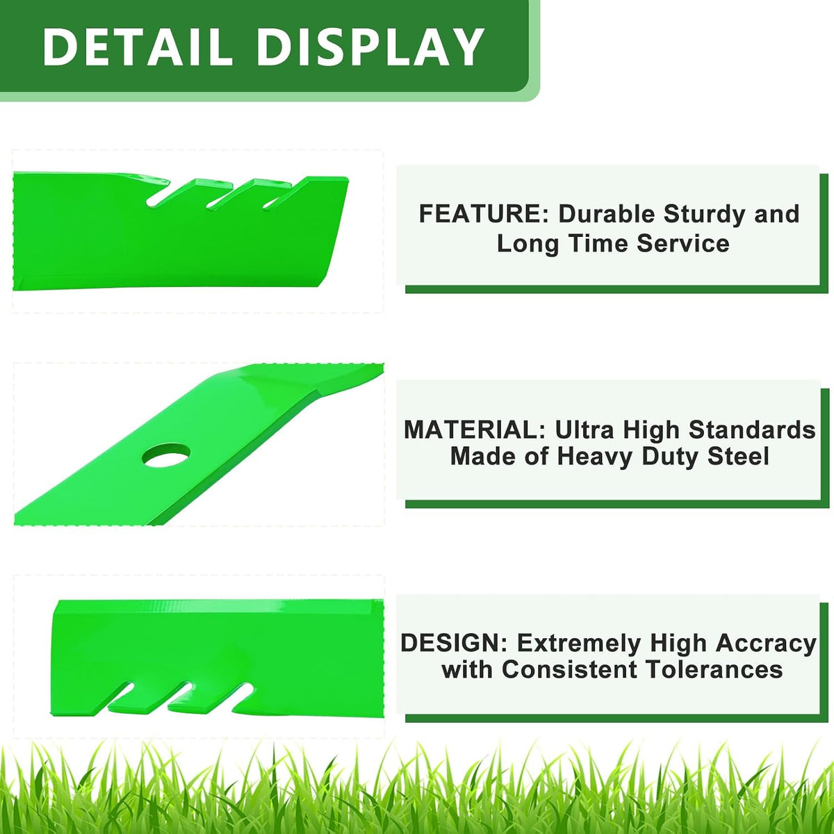 TCU15881 M131958 Mulching Blades Fit for 60 Inch John Deere 7-Iron Z950r z951r 1025r Z930m Z950m 950m 930m Z757 Z665 Mower Decks Replaces AM128485 M144196 M163983 (3 Pack)