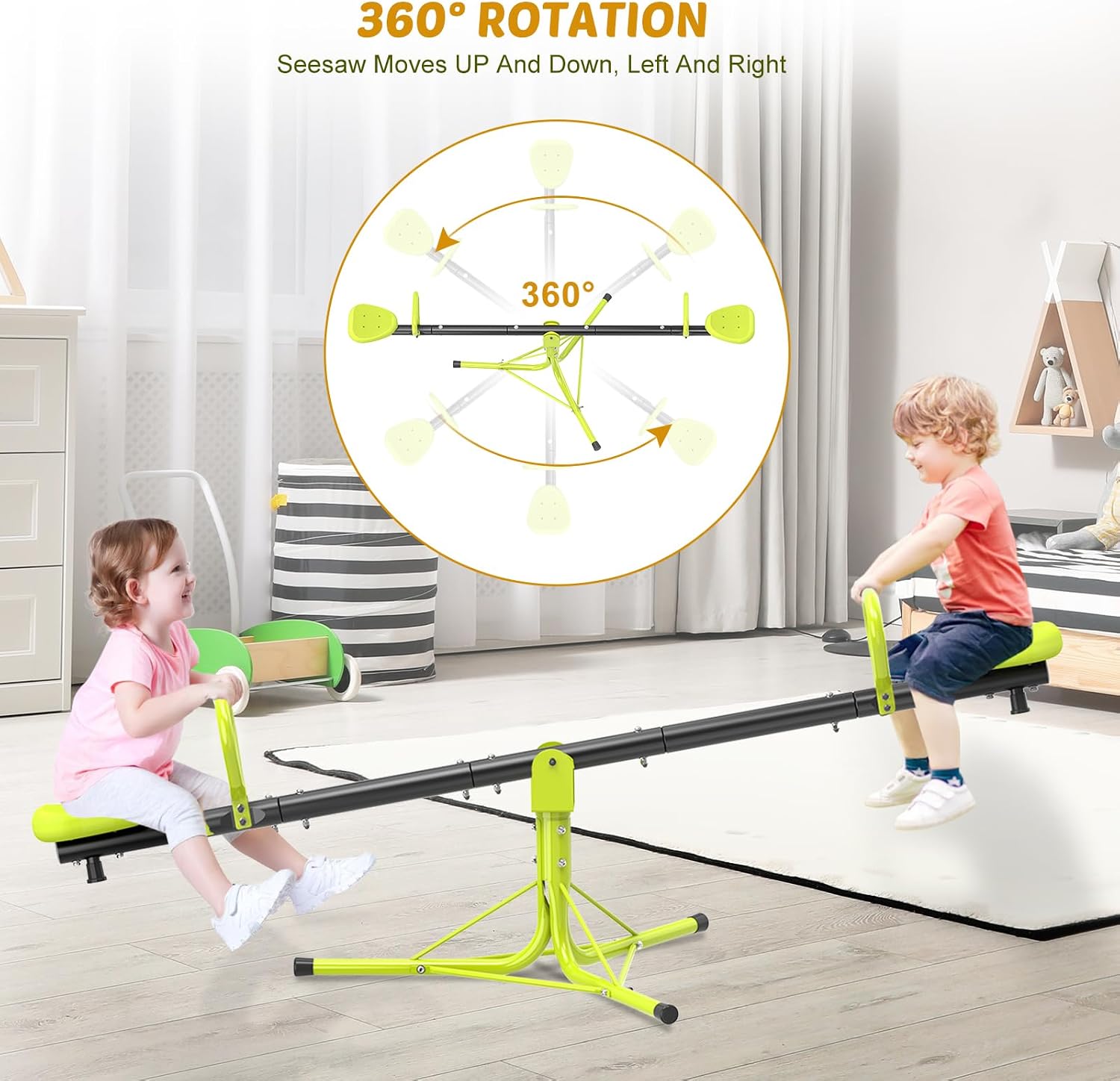 Teeter Totter Seesaw for Kids Outdoor for Ages 4-8 Toddler Seesaw Sit and Spin Teeter Totter Outside Outdoor Toys