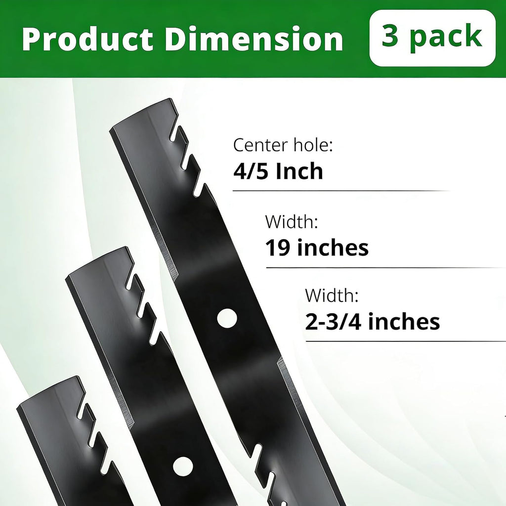 M143520 Blade Fits JD 19IN B1PD1054 M143520 3-Blade Set for 54inch Lawn Tractor Replaces Z445 Z425 Z435 LX280 X340 X380, 3 Pack