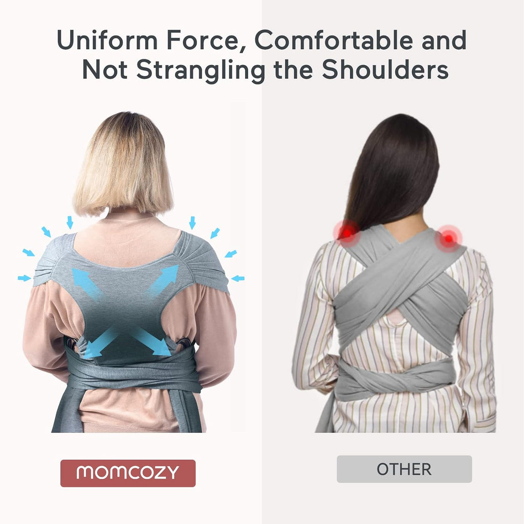 Baby Wrap Carrier, Easy-On 2-Piece Design, Newborn to 33 lb | Easy On Like a T-Shirt, XXS-XXL Adjustable Fit, IHDI