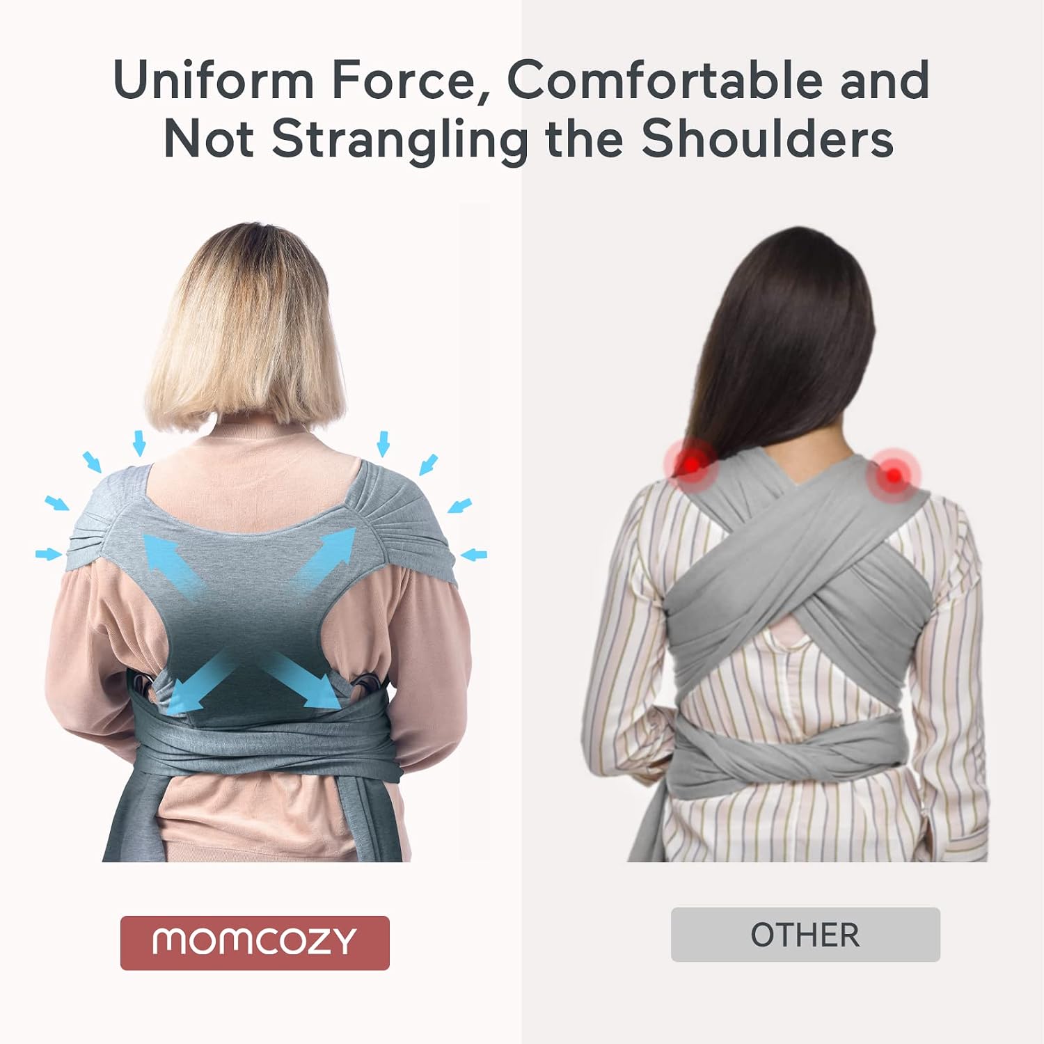 Baby Wrap Carrier, Easy-On 2-Piece Design, Newborn to 33 lb | Easy On Like a T-Shirt, XXS-XXL Adjustable Fit, IHDI