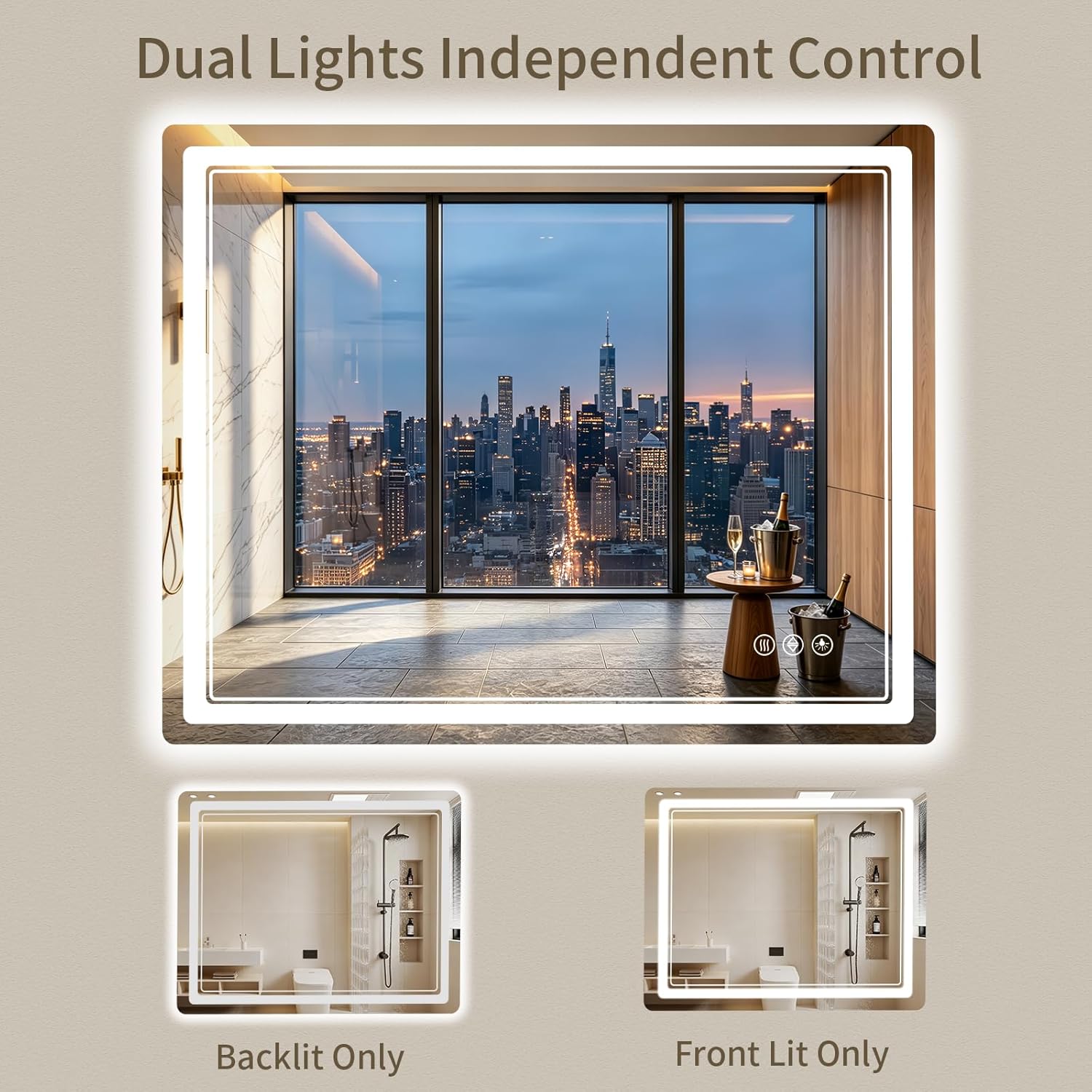 30"x36" LED Bathroom Mirror with Lights, Backlit + Front Lit, Anti-Fog, Lighted Bathroom Mirror for Wall, HD