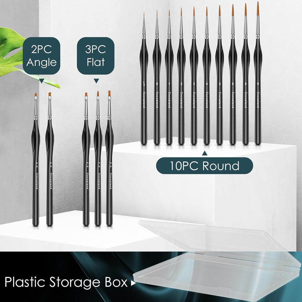 Miniature Paint Brushes,15Pcs Small Fine Tip Paintbrushes, Micro Detail Paint Brush Set, Triangular Grip Handles Art