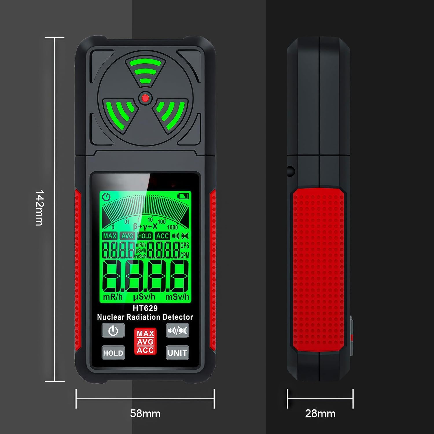 Geiger Counter Intendvision Nuclear Radiation Detector - Portable Radiation Dosimeter Tester Beta Gamma X-ray