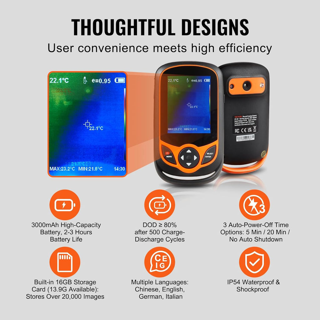 Thermal Imaging Camera, 256 x 192 IR Resolution Pocket Infrared Thermal Imager with WiFi, 25Hz Refresh Rate Thermal