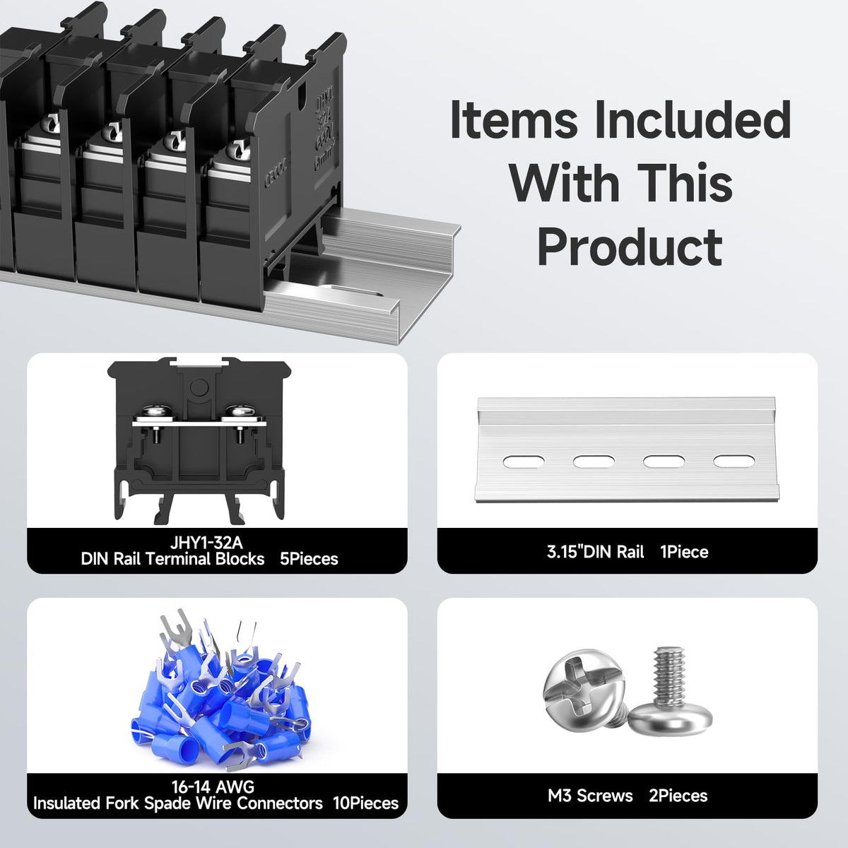 GUETNEU 5Pcs JHY1 DIN Rail Terminal Blocks, 660V 32A, 6mm²