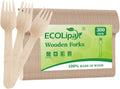 300 Count Compostable Wooden Disposable Forks for Party, Dinner