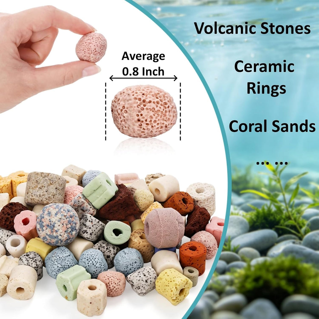 4 Bags 13-in-1 Aquarium Filter Ceramic Bio Balls, 2000g/4.4Lbs