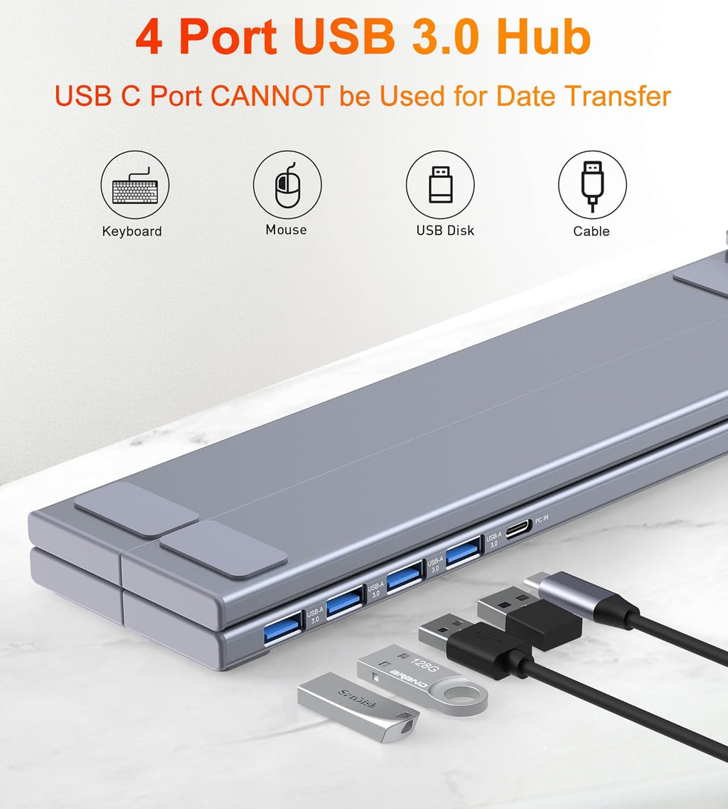 5-in-1 USB C Hub Adjustable Aluminum Laptop Stand, 4-Port USB A 3.0 with 5Gbps Data Transfer USB C Hub Docking