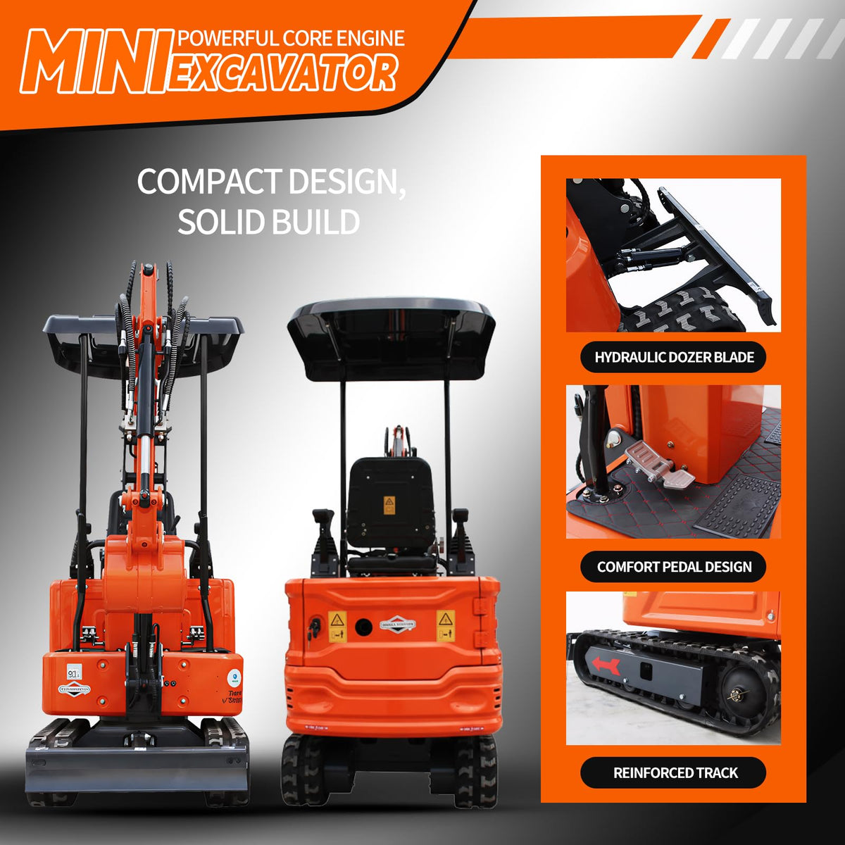 13.5 hp B&S Engine 1.2 Ton Mini Excavator with Pilot Control