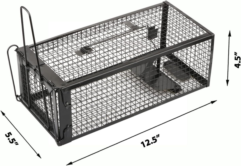 2-Pack Rat Traps Humane Live Mouse Vole Chipmunk Trap Cage (Black)