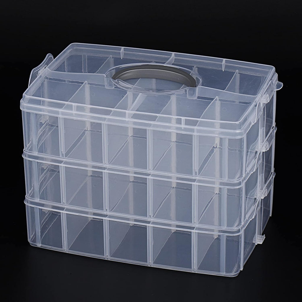 3-Layer Thread Organizer Box 60 Spools Stackable Storage Case | 3-layer clear organizer holds up to 60 spools with