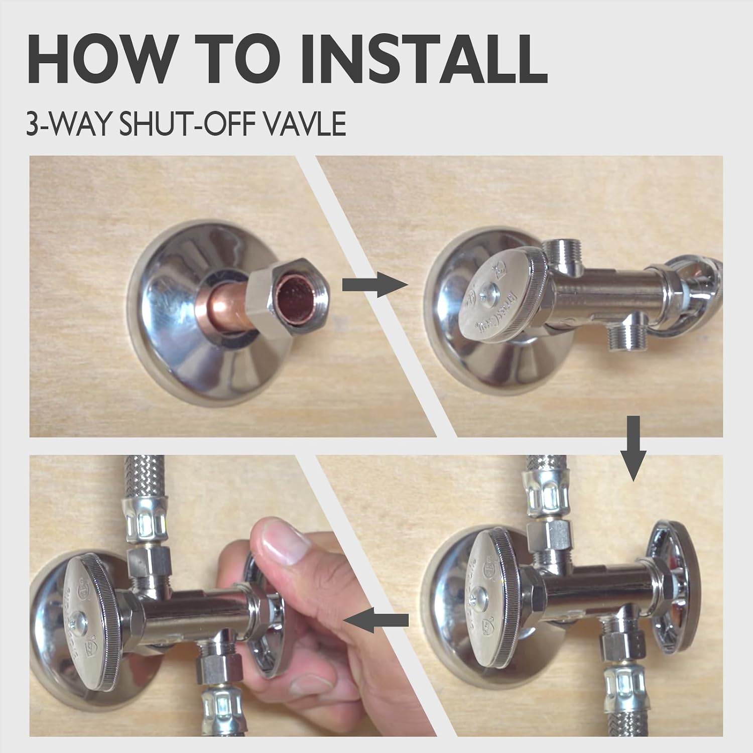 TTFLEX Dual Shut Off Valve 1/2" NOM x 3/8" COMP x 3/8" COMP, Quarter Turn | Double Shut Off Valve Kitchen Sink, Water