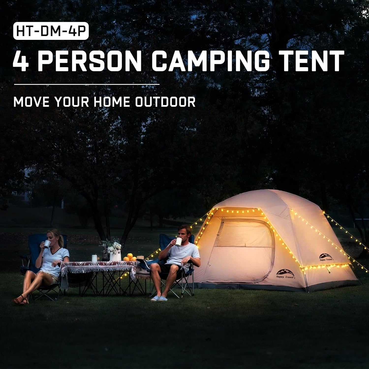 Camping Tent, 4 Person Dome Tents for Camping with Rainfly | Waterproof Clip Easy Setup Portable Family Tent with