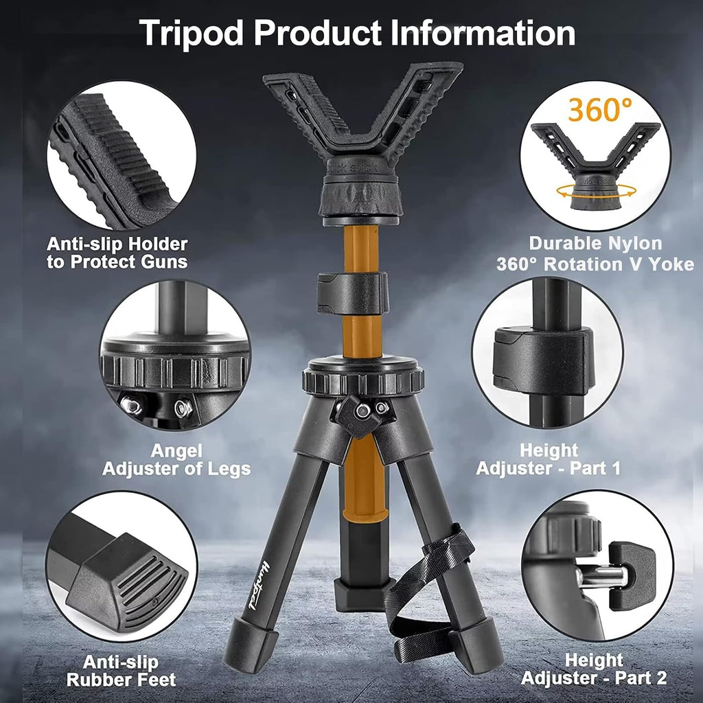 Tripod Shooting Stick Rifle Table Shooting Rest, for Range Practice | Portable, Adjustable Height, Compact Aluminum