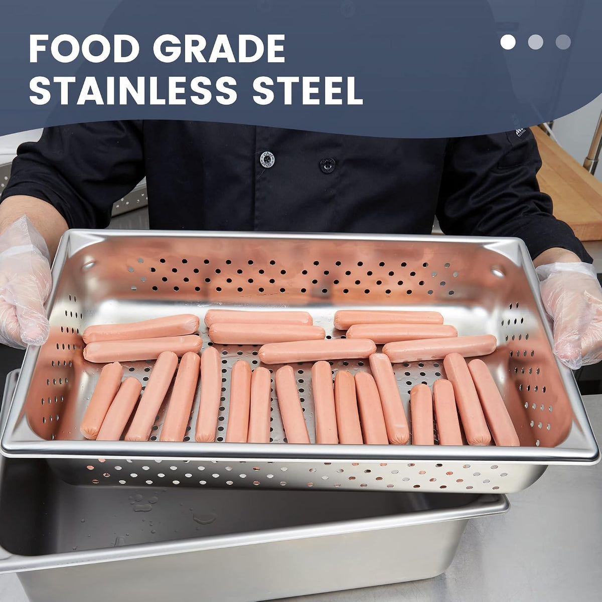 1/3 Size 4" Deep Perforated Steam Table Pan, NSF Hotel Pan