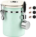 Coffee Canister Airtight, Stainless Steel Bean Storage Container with Date Tracker & Scoop, Grounds Sugar Flour Tea