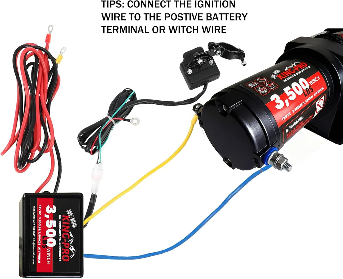 3500 lb ATV UTV Recovery Winch, 12V Electric Winch Kit with 1/4"×33' Synthetic Rope Wired Remote and Wireless