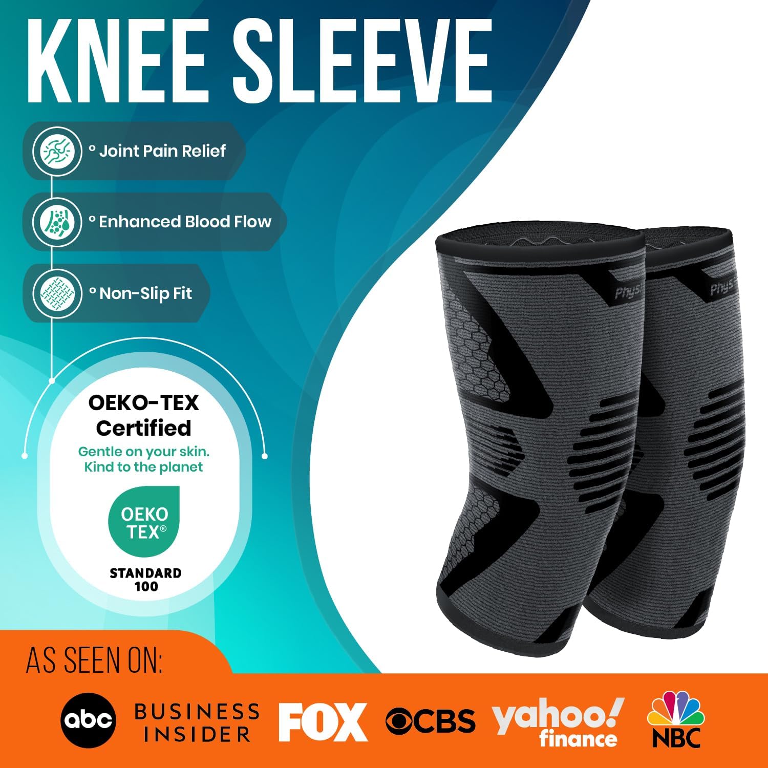 Knee Brace for Pain Relief - Knee Compression Sleeves for Men and Women - Support for Weightlifting, Gym, Workout