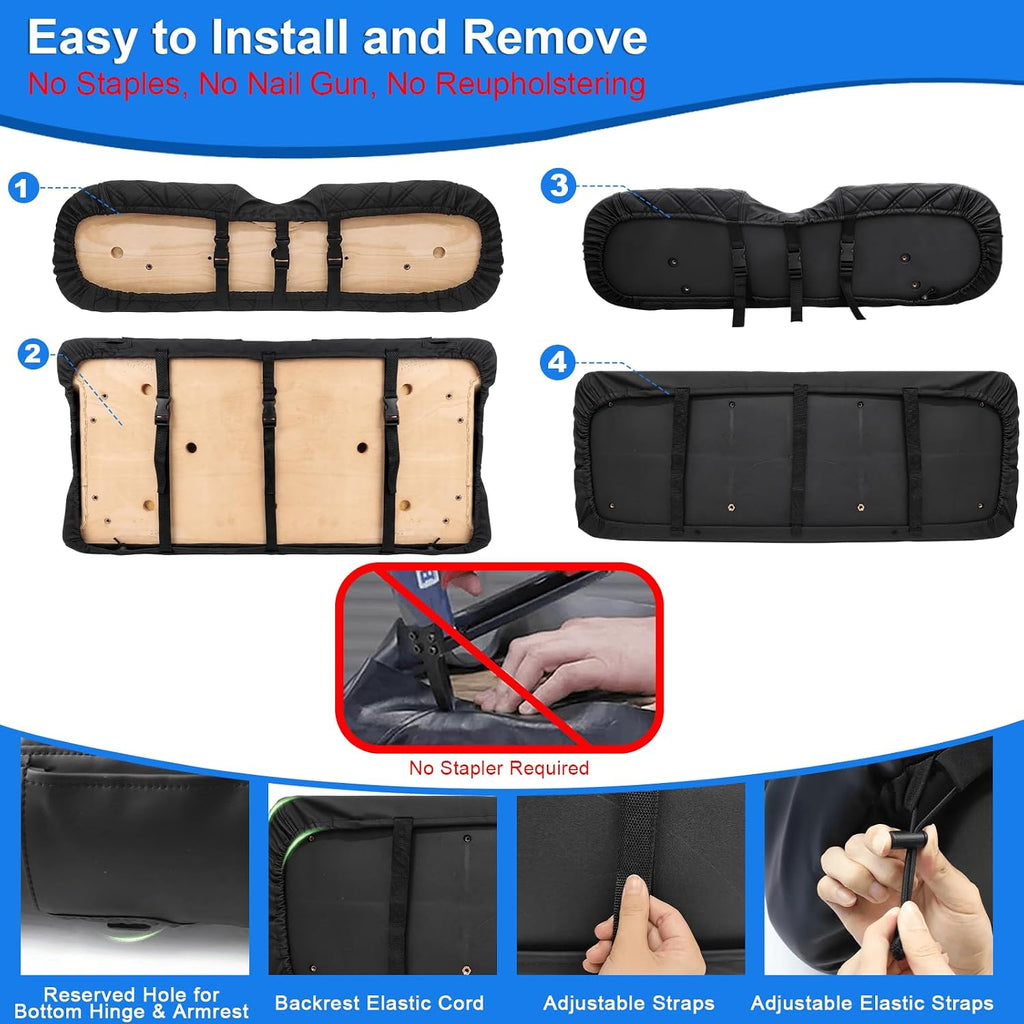 MOSNAI Golf Cart Front and Rear Seat Covers for EZGO TXT Freedom 1994+, RXV