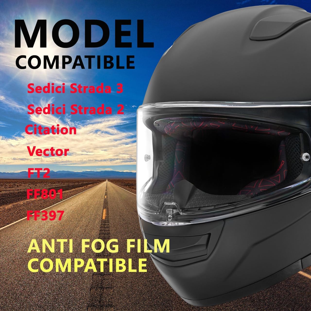 Sedici Strada 3 Helmet Visor, Helmet Face Shield Compatible with LS2 Sedici Strada 2 Strada 3 FF801 FF397 FT2 VECTOR