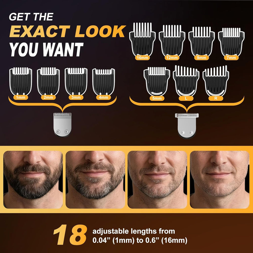 Beard Trimmer for Men, All-in-One Electric Razor & Hair Clipper, Waterproof Cordless Mustache Grooming Kit