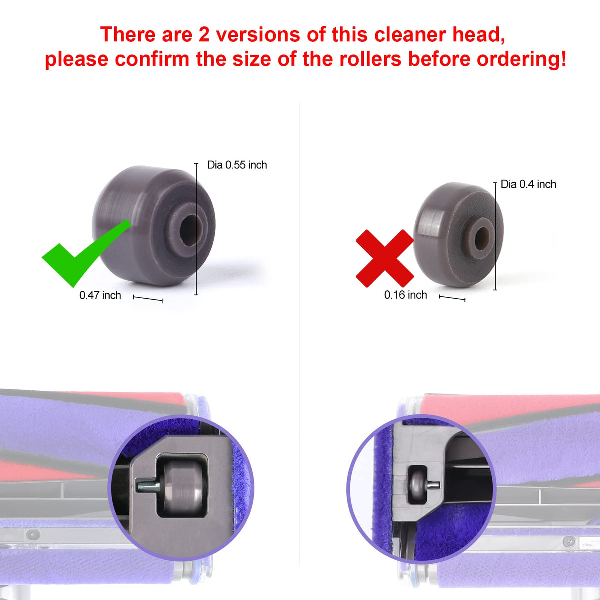 Plush Strips + Soleplate Wheels & Axles Replacement Compatible with Dyson