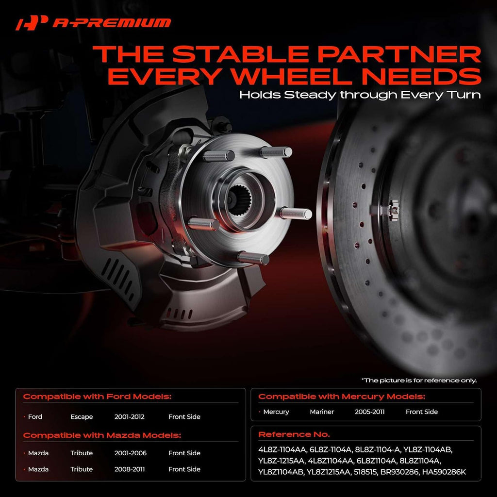 A-Premium 2 x Front Wheel Bearing and Wheel Hub Kit with 5-Lug
