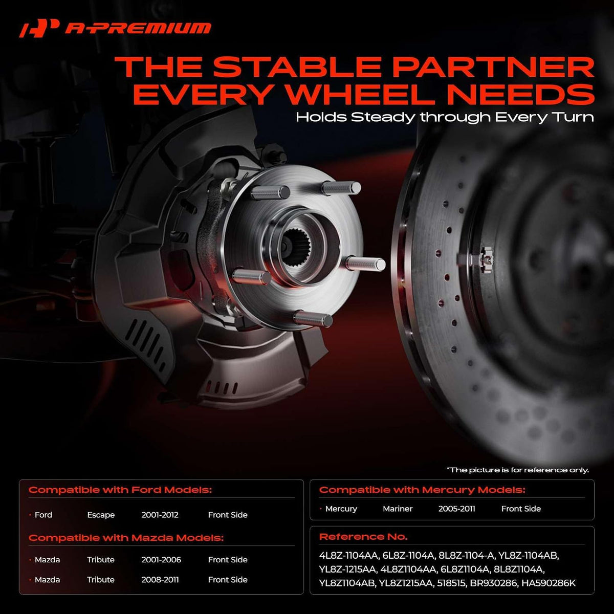 A-Premium 2 x Front Wheel Bearing and Wheel Hub Kit with 5-Lug