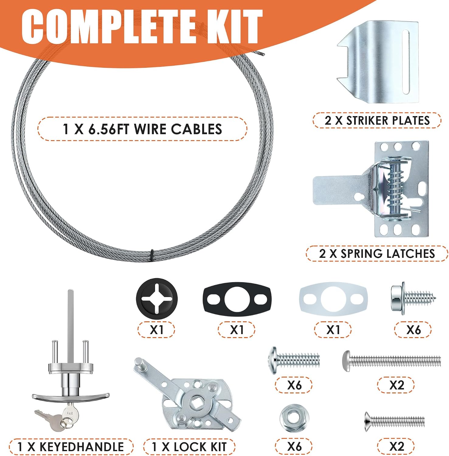 Universal Garage Door Lock Kit with Spring Latch and Keyed Handle, Garage Door Lock Set Fits for Single/Double Car