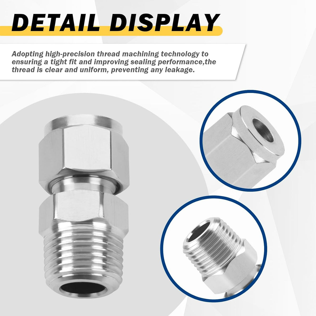 Yoebor 304 Stainless Steel Compression Adapter 6mm OD x 1/8" NPT Male 2pcs