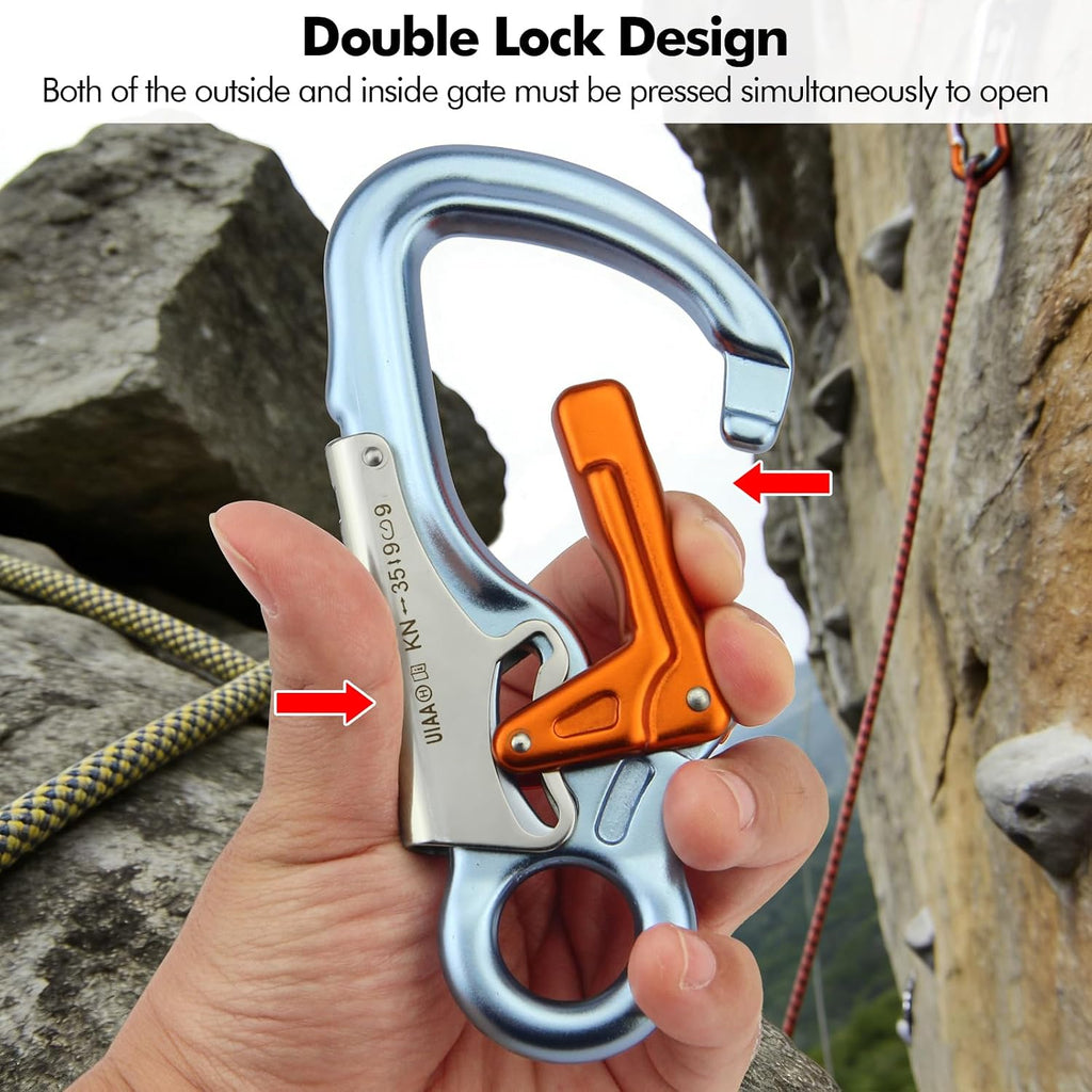 Auto Locking Carabiner 35KN (7868 lbs), UIAA Certified 5.5" Climbing Rock Carabiner, Heavy Duty Captive Eye Snap Hook