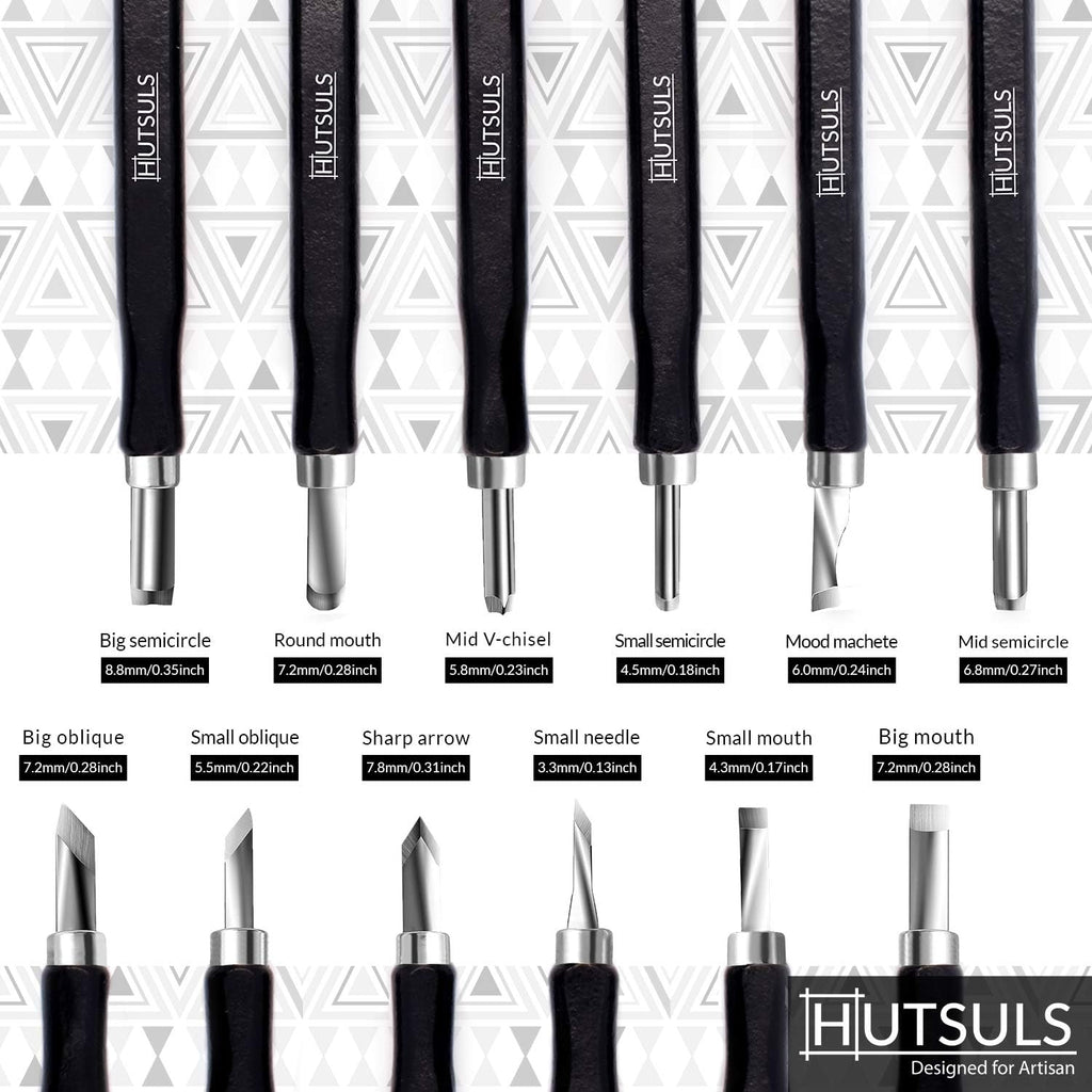 Wood Carving Tools Set - Easy to Use 12 pcs Mini Wood Chisel Beginner Wood Carving Kit for Adults & Kids Carving Kit