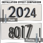 5.6-Inch Matte Black Floating House Numbers for Outside, Rustproof Zinc Alloy Metal Address Number Sign, Modern